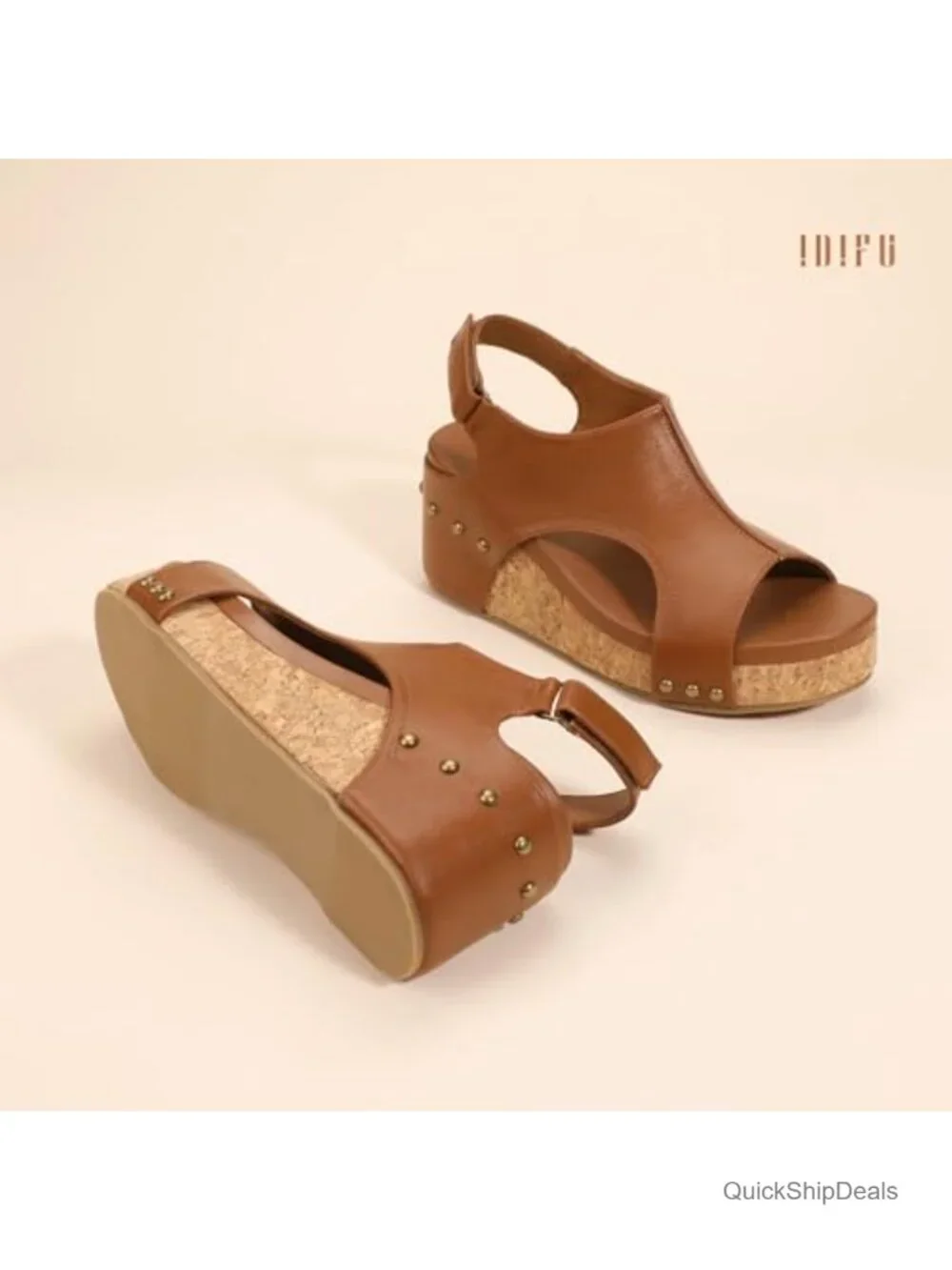 Platform Wedge Sandals Cork Open Toe Adjustable Slingback Comfortable
